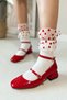 Mary Jane Red Patent Leather Closed Back Square Toe Cap Short Block Heeled Women's Shoes - 3