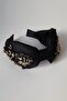Glittering Fabric Crown Black Buckle Hair Band Bead Embroidered Black Accessory - 2