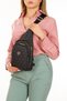 Women's Black Patterned Fabric Waist And Cross Shoulder Bag Chest Travel Daily Bodybag - 3