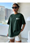 zumrut green effect printed oversize T-shirt