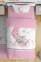 Pink Striped Elephant Sleeping on the Moon Patterned Single Baby Kids Bedding Set