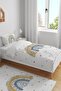Green Floral Rainbow Patterned Single Baby Kids Duvet Cover Set - 2