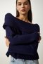 Women's Navy Blue Madonna Collar Knitwear Sweater PF00049 - 3