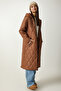 Women's Brown Hooded Quilted Coat with Pockets DD01285 - 2