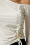 Women's White Gather Detailed Knitted Blouse MZ00045 - 4