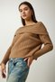 Women's Camel Madonna Collar Knitwear Sweater PF00049 - 3