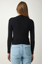 Women's Black Turtleneck Corded Knitted Blouse GT00054 - 4