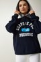 Women's Navy Blue Hooded Rose Gold Printed Sweatshirt OW00003 - 8