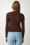 Women's Brown Biscuit 2 Pack Corded Turtleneck Knitted Blouse GT00053 - 6