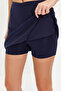 Dark Navy Blue Reflective Printed 2-Layer Inside Shorts Pocket Tennis Knitted Sports Shorts Skirt THMSS23SR00013 - 4