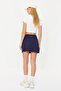 Dark Navy Blue Reflective Printed 2-Layer Inside Shorts Pocket Tennis Knitted Sports Shorts Skirt THMSS23SR00013 - 6