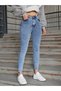 High Waist Blue Snow Wash Skinny Narrow Leg Jeans Women - 3