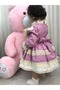 Purple Antiallergic Cotton Fabric Girl's Design Lace Birthday Dress - 2