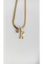 Women's Gold Italian Chain Zircon Stone K Letter Steel Necklace - 3