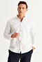Men's White-Khaki Cotton Oxford Breathable Slim Fit Italian Collar Printed Shirt - 3