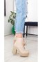 Skin Color Skin Leather High Thick Heeled Women's Boots in Sizes 36-37-38-39-40 - 4