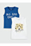 Crew Neck Printed Baby Boy Undershirt, Pack of 2