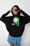 WE BORN Printed Oversize Unisex Black Hoodie