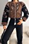 Women's Brown Tassel Embroidered Vintage Blouse - 2