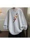 Girl In Lightning Printed Gray Color Unisex Oversize Crew Neck Sweatshirt Le Savu