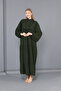 Women's Khaki large size dominant collar woven dress - 4