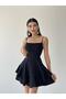 Women's Skirt Floor Detailed Adjustable Thin Strap Black Evening Dress 102 - 3