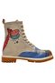 Women's Vegan Leather Blue Long Boots - Family Rocks Flintstones Design - 7