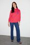 Polina Women's Fleece Lined Chest Printed Regular Fit Contrast Cord Hooded Pink Sweatshirt - 4