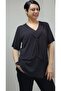 Black scarf collar look short-sleeved combed cotton Viscose T-shirt - 2