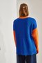 Women's Orange Cobalt blue Selanik Knitted Crew Neck Knitwear Sweater Stk270 - 4