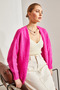 Women's Fuchsia Soft Knitwear Cardigan Stk232 - 4