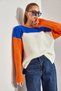 Women's Orange Cobalt blue Selanik Knitted Crew Neck Knitwear Sweater Stk270 - 2