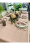 Royal Square Patterned Powder Pink Tablecloth - 6