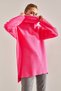 Women's Fuchsia Turtleneck Ottoman Knit Oversize Knitwear Sweater Stk266 - 2