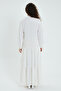 Women's White Embroidery Embroidered Buttoned Placket Collar Long Sleeve Long Ethnic Authentic Dress - 7