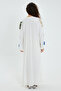 Women's White Applique Pattern Detailed Long Sleeve Long Ethnic Dress - 7