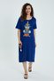 Women's Blue Ethnic Embroidery Detailed Pocketed Short Sleeve Combed Cotton Dress - 2