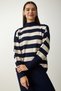 Women's Navy Blue Striped Sweater Dress Knitwear Suit KG00008 - 3