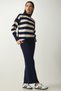 Women's Navy Blue Striped Sweater Dress Knitwear Suit KG00008 - 2