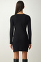Women's Black Mini Slit Ribbed Knitted Dress UB00211 - 6