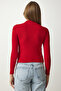 Women's Red Cut Out Detailed Corded Knitted Blouse GT00065 - 5