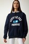 Women's Navy Blue Hooded Rose Gold Printed Sweatshirt OW00003 - 5