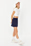 Dark Navy Blue Reflective Printed 2-Layer Inside Shorts Pocket Tennis Knitted Sports Shorts Skirt THMSS23SR00013 - 3