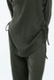 Women's Khaki Side Lace-up Tunic-Pants Set - 5