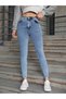 High Waist Blue Snow Wash Skinny Narrow Leg Jeans Women - 2