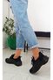 Black Color Lace-up Parachute Material Women's Sports Shoes - 6