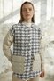 Houndstooth Pattern Quilted Jacket - Gray