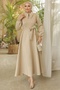 Bead Detail Scuba Dress with Collar - Stone - 4