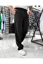 Men's Black Pleated Baggy Fit Thick Fabric Trousers