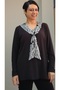 Scarf collar look black and white color block black combed cotton Viscose T-shirt - 7